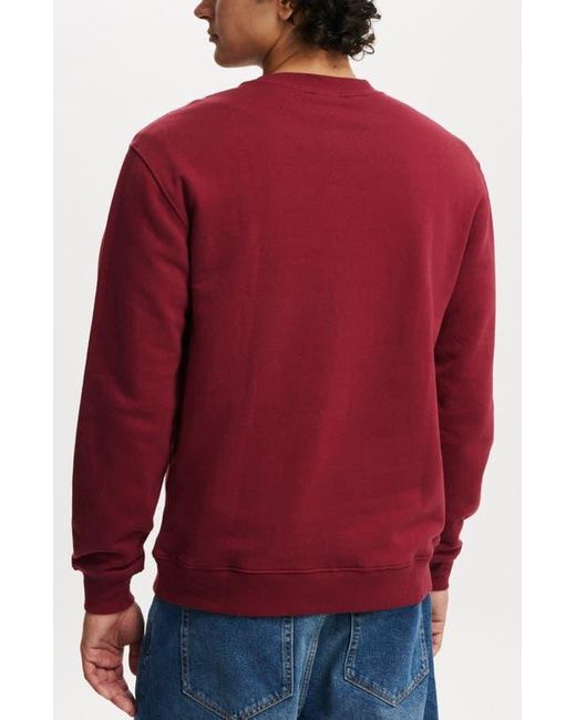 Cotton On Red Graphic Crew Fleece for men