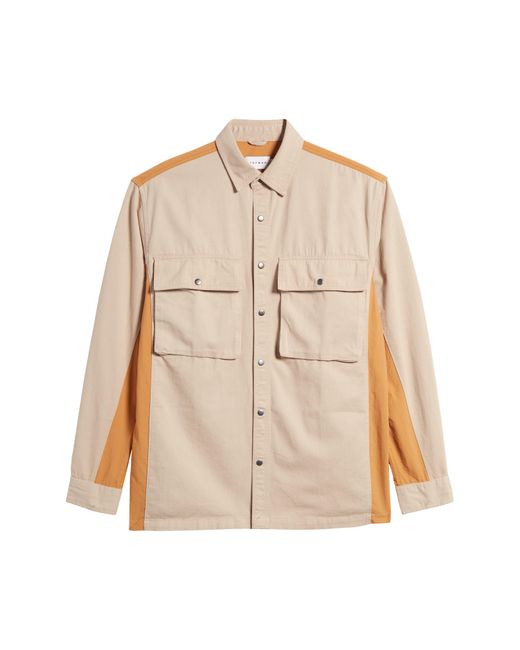 Topman Natural Colorblock Cotton Twill Shirt for men