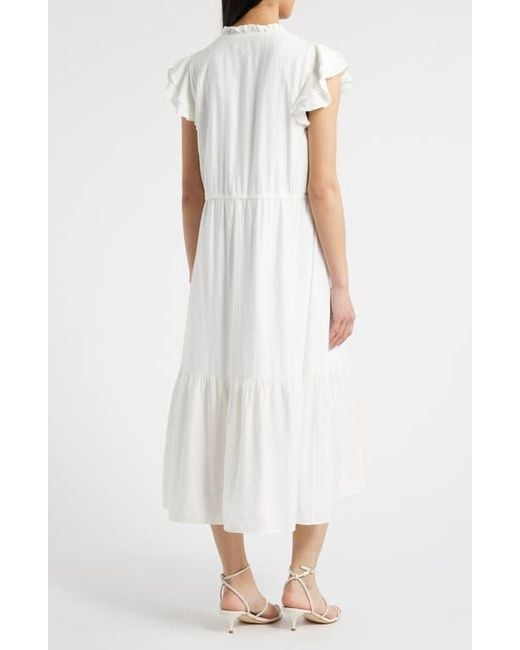 Julia Jordan White Flutter Sleeve Midi Dress