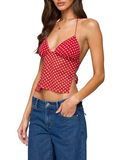 Edikted Red Polka Dot Backless Halter Top