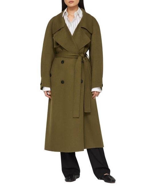 Lafayette 148 New York Green Oversize Belted Double Face Cashmere Trench Coat