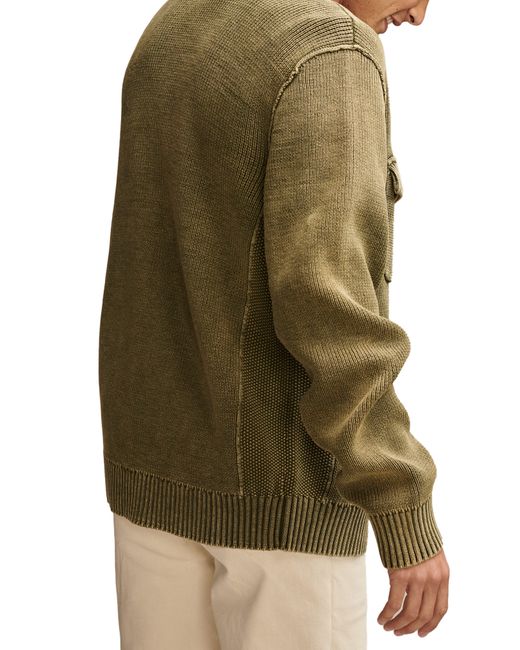Lucky Brand Green Acid Wash Cotton Cardigan for men