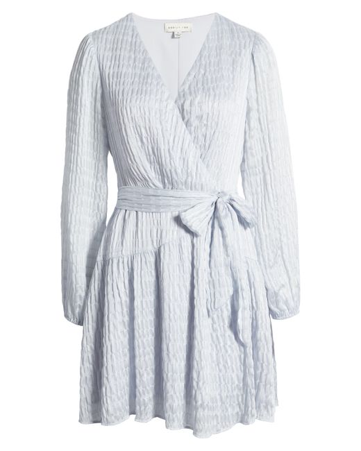 Adelyn Rae White Long Sleeve Chiffon Mini Wrap Dress