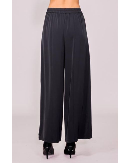 MELLODAY Women's Blue Pleated Crepe Wide Leg Pants