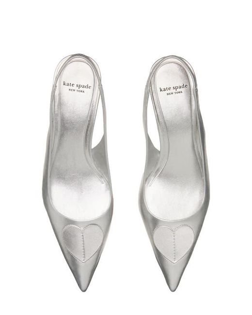 Kate Spade White Lover Metallic Leather Slingback Pump