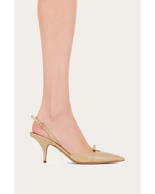 Ferragamo Metallic Gylla Pointed Toe Slingback Pump
