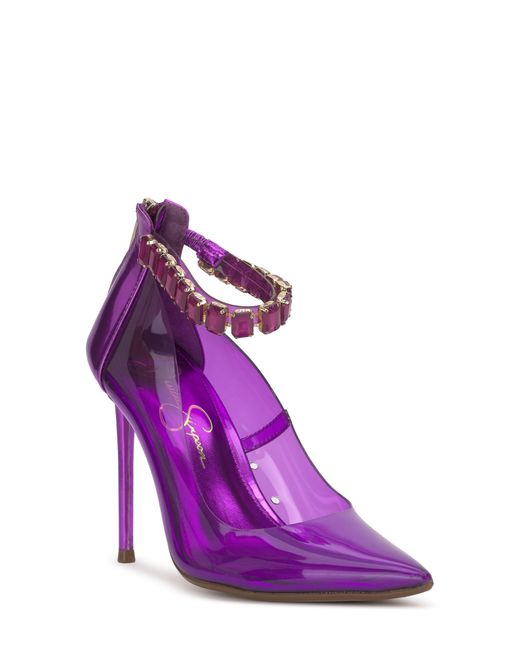 Jessica Simpson Purple Samiyah Embellished Ankle Strap Pointed Toe Pump