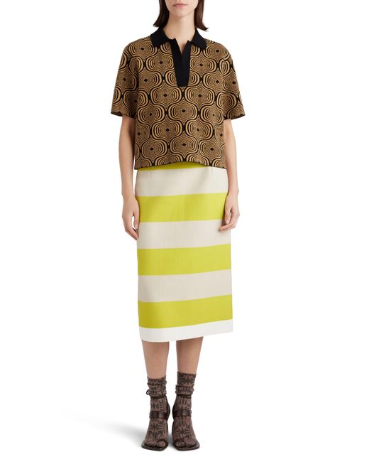 Dries Van Noten Yellow Abstract Jacquard Polo Sweater