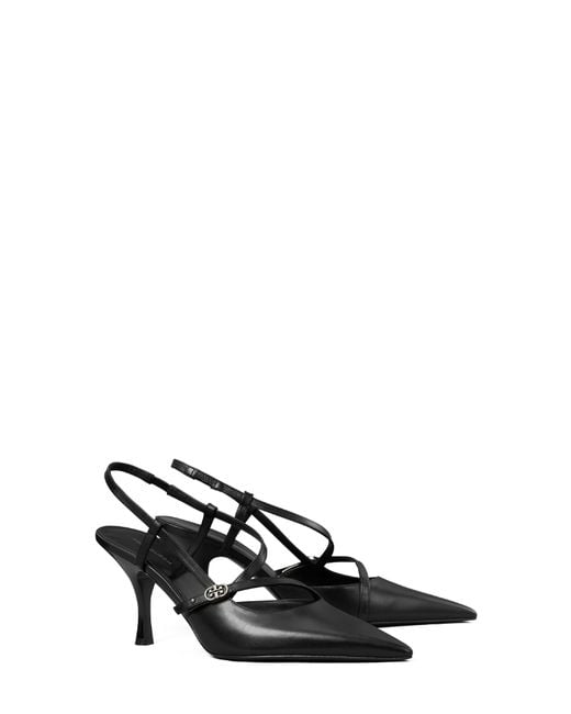 Tory Burch Black Double T Buckle Strap Pump