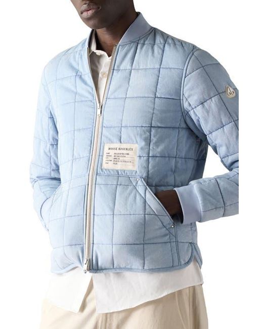 Moose Knuckles Blue Transit Down Denim Liner Bomber Jacket for men