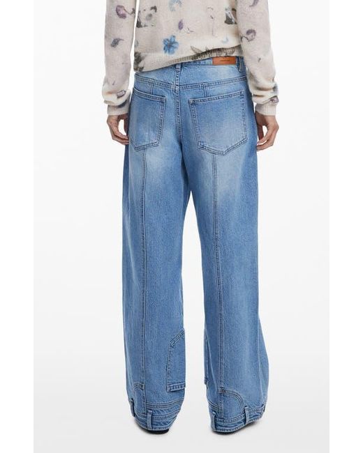 Desigual Blue Front Seam Wide Leg Jeans
