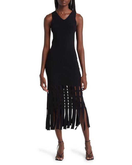 Rails Black Kaia Fringe Detail Knit Midi Dress