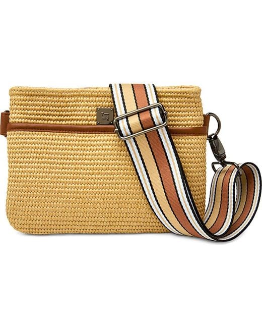 Think Royln Metallic Raffia Crossbody Bag