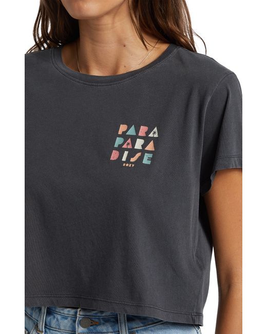 Roxy Gray Para Paradise Cotton Graphic Crop T-shirt