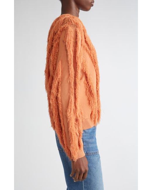 Ulla Johnson Orange Aubree Fringed Sweater