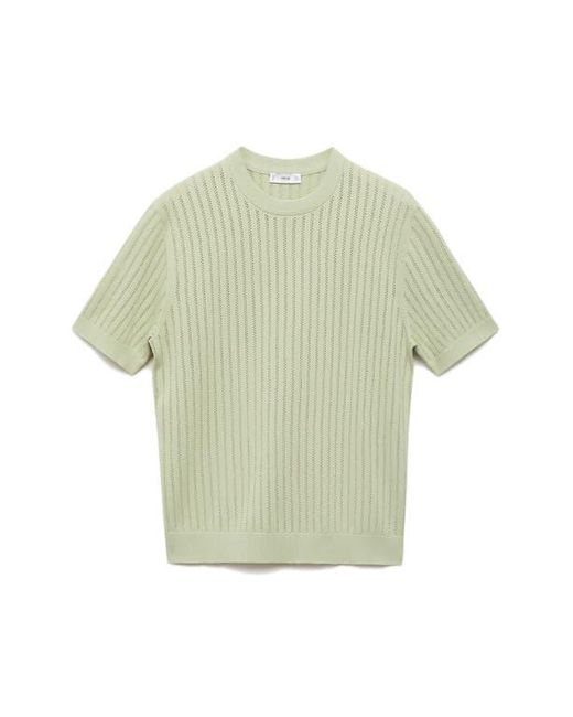 Mango Green Openwork Stripe Cotton Top for men