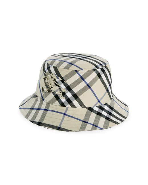 Burberry White Ekd Check Twill Bucket Hat for men