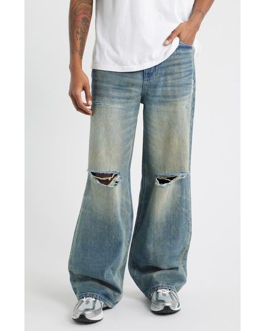 RTA Franco Ripped Wide Leg Jeans in Blue for Men | Lyst