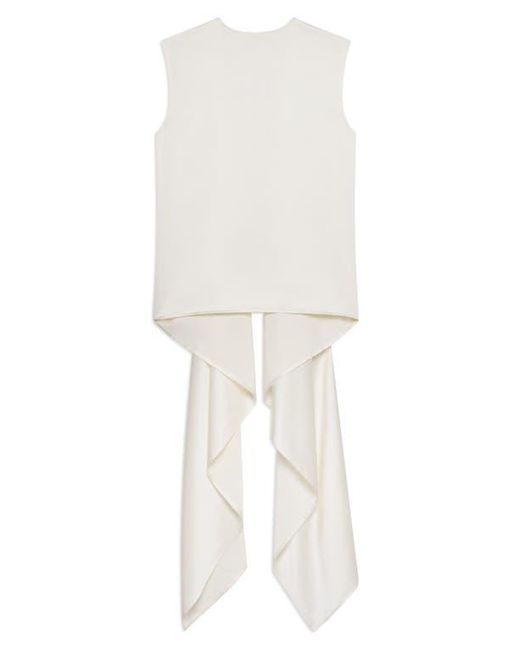 Helmut Lang White Scarf Drape Detail Reversible Silk Top