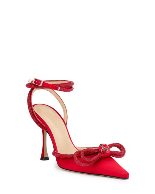double crystal bow pointed toe pump mach & mach