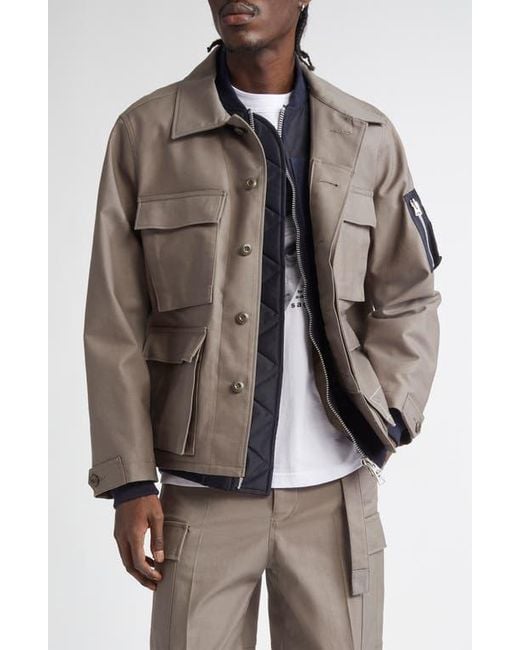 Sacai Brown X Wtaps Layered Chore Jacket for men