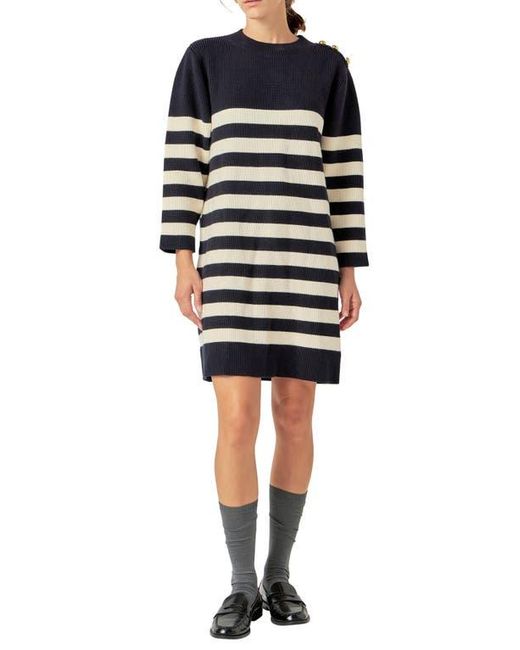 English Factory Black Stripe Long Sleeve Sweater Dress