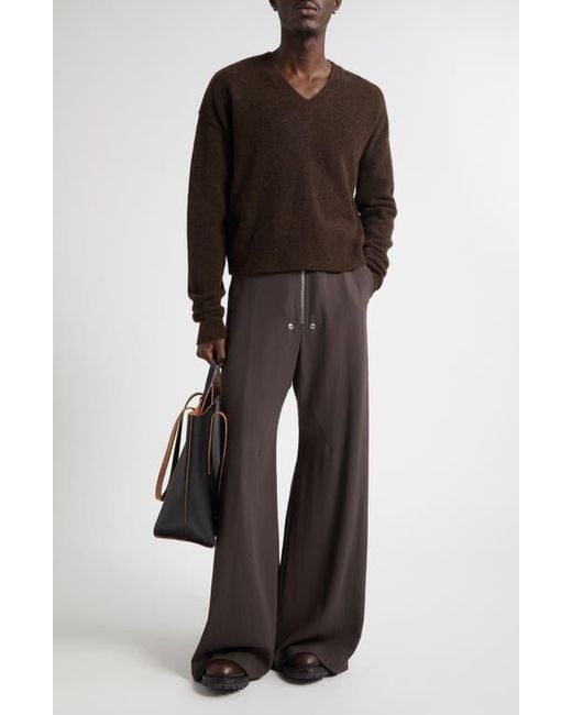 Rick Owens Brown Tommy Alpaca & Wool Blend V-Neck Sweater for men