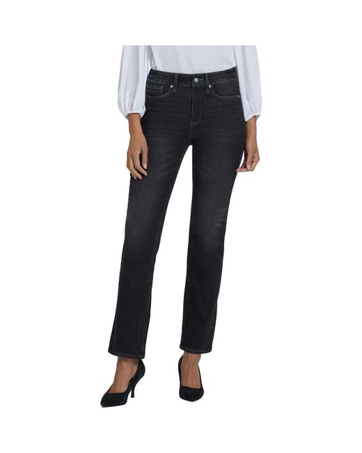 NYDJ Black Marilyn High Waist Straight Leg Jeans