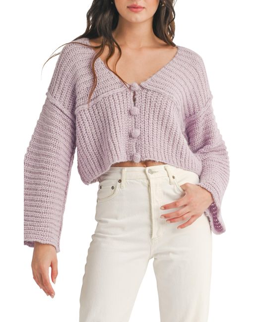 All In Favor Red Shaker Stitch Crop Cardigan In At Nordstrom, Size Small
