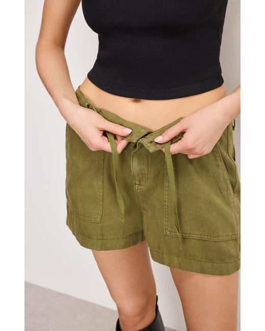 GOOD AMERICAN Women's Green Lite Cotton Blend Bermuda Shorts knee length shorts