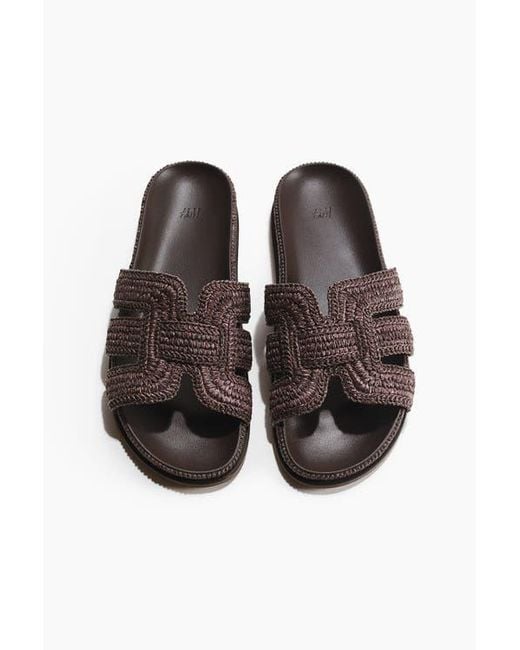 H&M Brown Braided Straw Sandals
