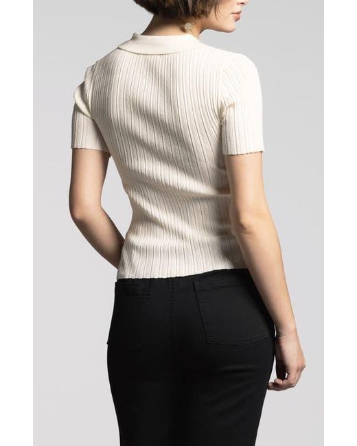 WEEKEND LOS ANGELES White Courtney Johnny Collar Rib Top