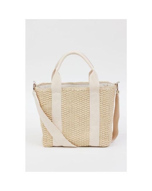 Hat Attack White Modern Straw Cooler Tote