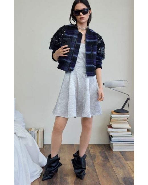 Desigual Blue Sequin Appliqué Crop Jacket