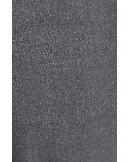 Berle Gray Self Sizer Waist Plain Weave Flat Front Washable Trousers for men