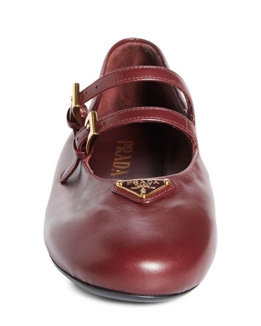 Prada Purple Double Strap Mary Jane Flat