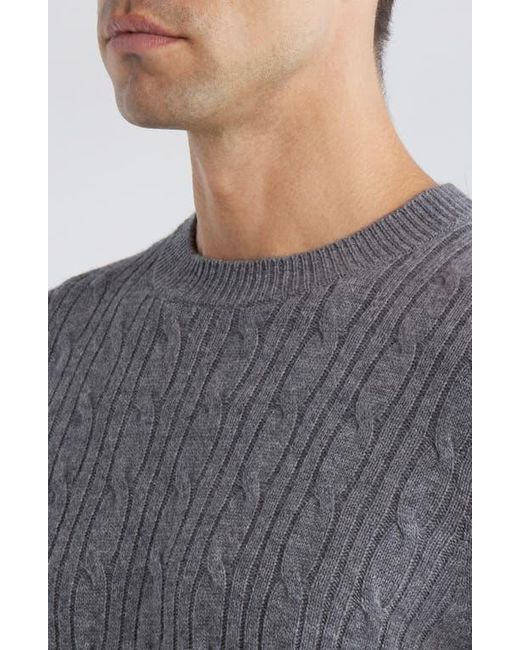 Boss Gray Hetico Cable Stitch Virgin Wool & Cashmere Sweater for men