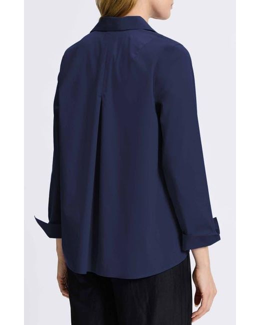 Foxcroft Blue Agnes Split Cuff Popover Blouse