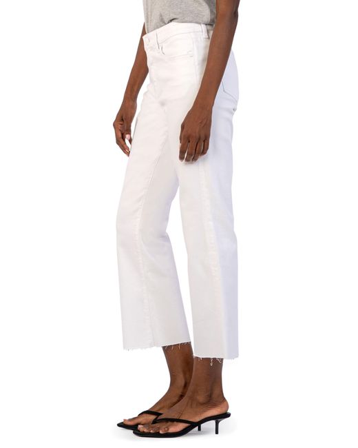 Kut From The Kloth White Kelsey High Waist Crop Flare Jeans