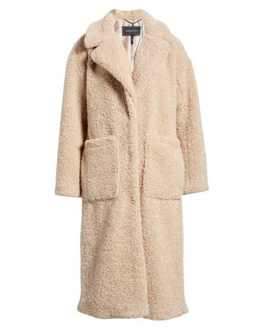 BCBGMAXAZRIA Faux Shearling Teddy Coat in Natural Lyst