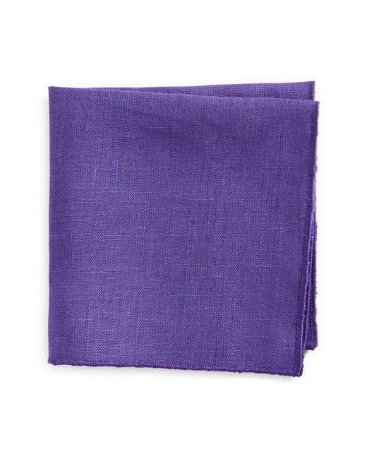 CLIFTON WILSON Purple Solid Linen Pocket Square for men