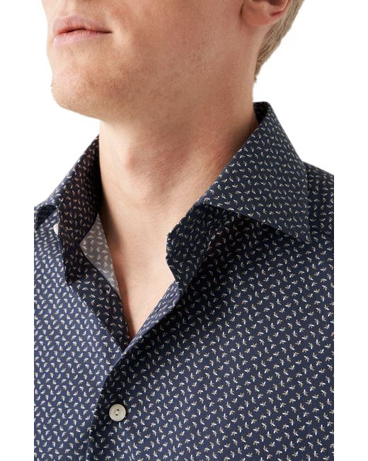 Eton of Sweden Blue Contemporary Fit Banana Print Short Sleeve Shirt for men