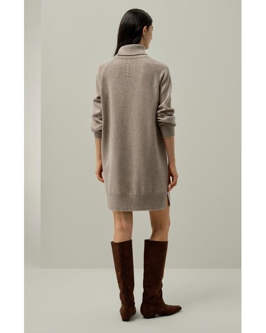 LILYSILK Natural Wool-Cashmere Turtleneck Sweater Dress
