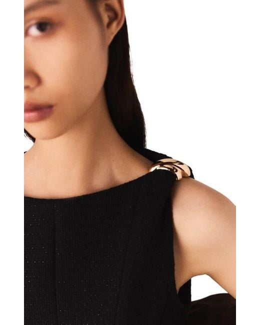Maje Black Mini Flared Tweed Dress