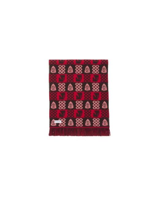 Burberry Red Chess Fair Isle Wool Scarf