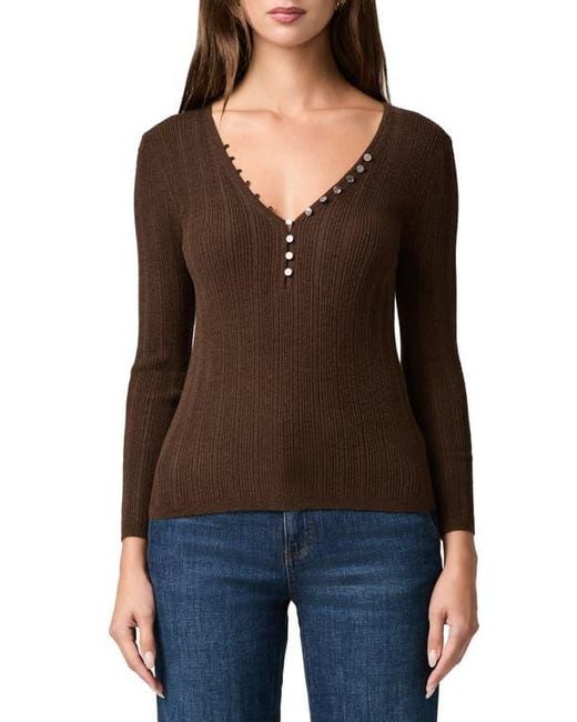 PAIGE Black Ginnette Button Rib Sweater