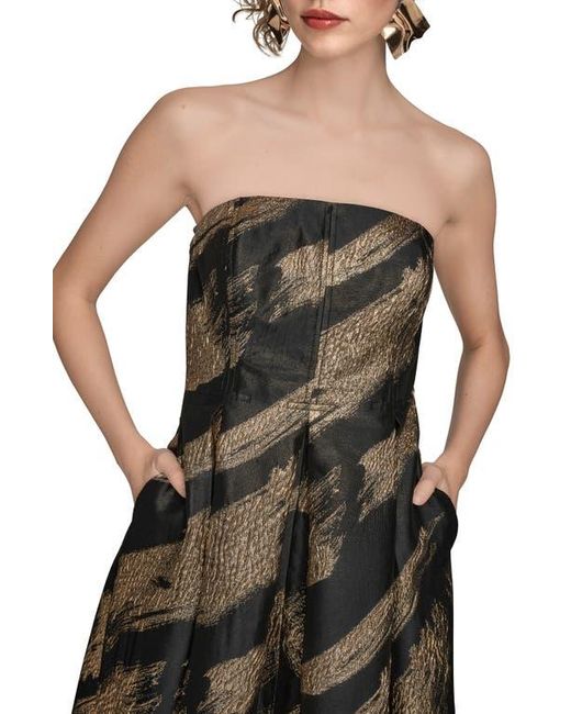 Donna Karan Green Strapless Fit & Flare Gown