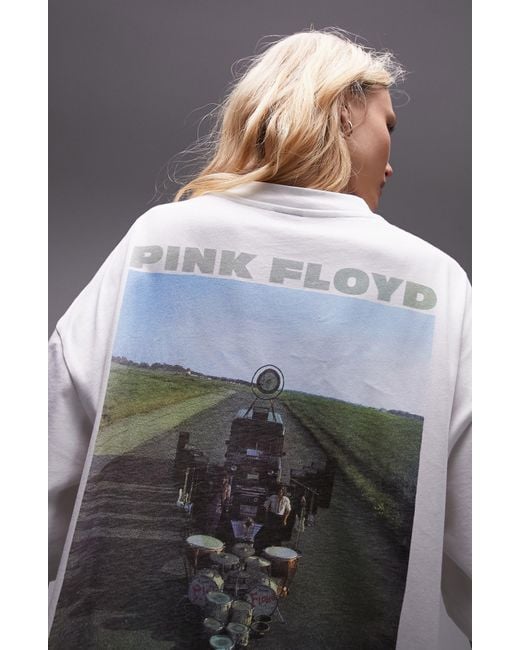 TOPSHOP White Pink Floyd Oversize Graphic T-shirt