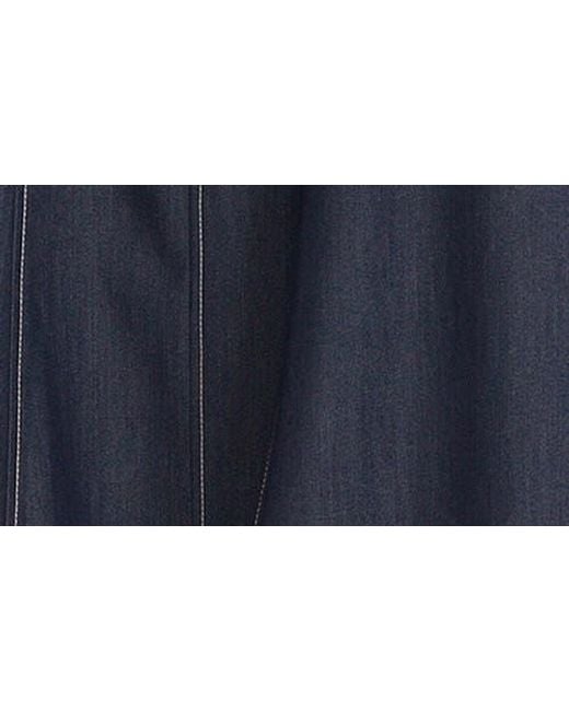 Maggy London Blue Contrast Stitch Sleeveless Denim Midi Dress