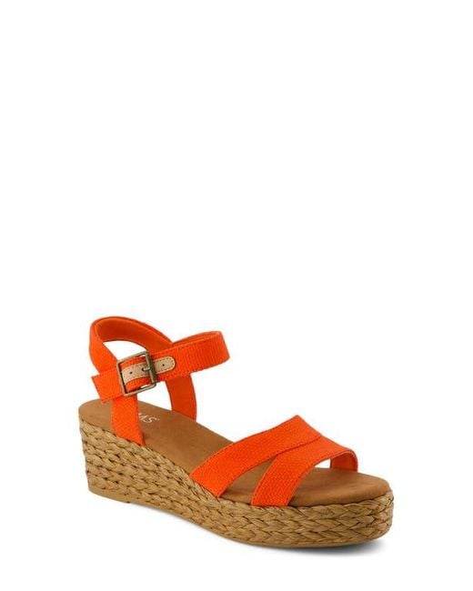 TOMS Orange Audrey Ankle Strap Espadrille Platform Wedge Sandal